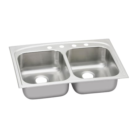 Elkay Dayton Stainless Steel 33 X 22 X 7-7/8 Equal Double Bowl Top Mount Sink DPA233220